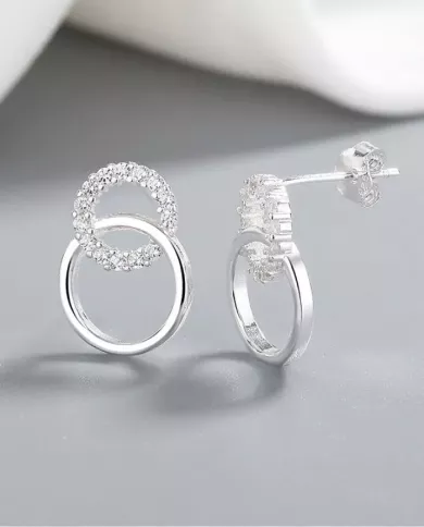 Boucles d'Oreilles Cercles Entrelacés en Argent - Élégance Éternelle