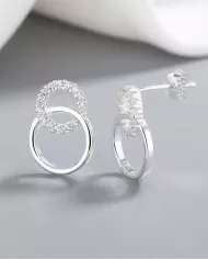 Boucles d'Oreilles Cercles Entrelacés en Argent - Élégance Éternelle