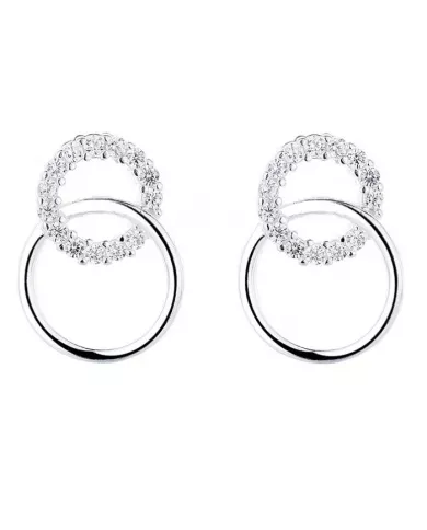 Boucles d'Oreilles Cercles Entrelacés en Argent - Élégance Éternelle