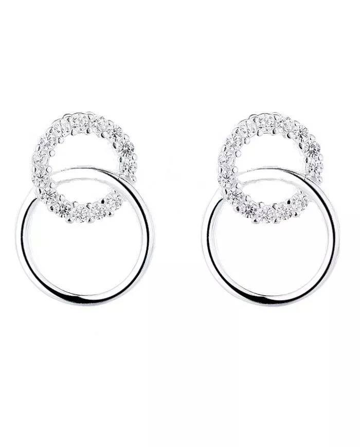 Boucles d'Oreilles Cercles Entrelacés en Argent - Élégance Éternelle