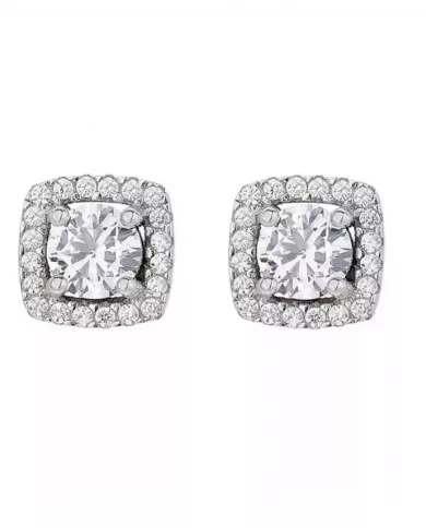 Boucles d'Oreilles Halo en Argent et Zirconium – Éclat et Élégance