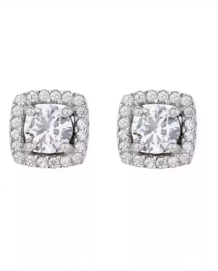 Boucles d'Oreilles Halo en Argent et Zirconium – Éclat et Élégance