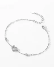 Bracelet en Argent avec Cœur et Pierres d'Oxyde de Zirconium