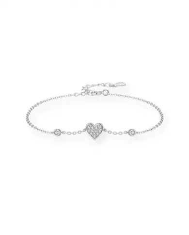 Bracelet en Argent avec Cœur Rempli et Pierres d'Oxyde de Zirconium
