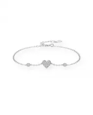 Bracelet en Argent avec Cœur Rempli et Pierres d'Oxyde de Zirconium