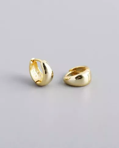 Boucles d'Oreilles Créoles Épaisses en Argent Plaqué Or