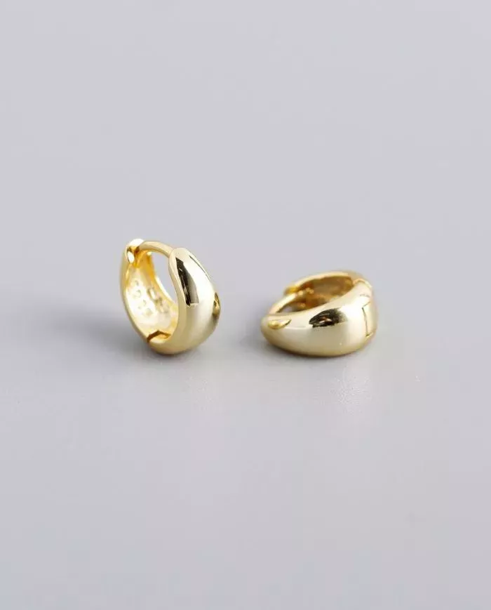 Boucles d'Oreilles Créoles Épaisses en Argent Plaqué Or