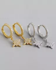 Boucles d'Oreilles Étoile Polaire en Argent ou Plaqué Or.