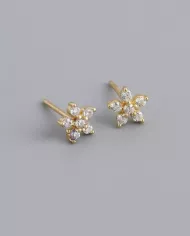 Boucles d'Oreilles Fleur en Argent et Zirconium – Élégance et Éclat