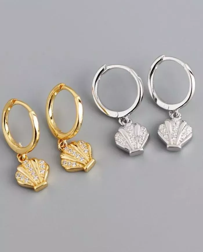 Boucles d'Oreilles Coquillage en Argent ou Plaqué Or – Élégance Marine