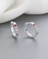 Boucles d'Oreilles Créoles Arc-en-Ciel en Argent