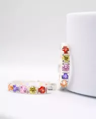 Boucles d'Oreilles Créoles Arc-en-Ciel en Argent