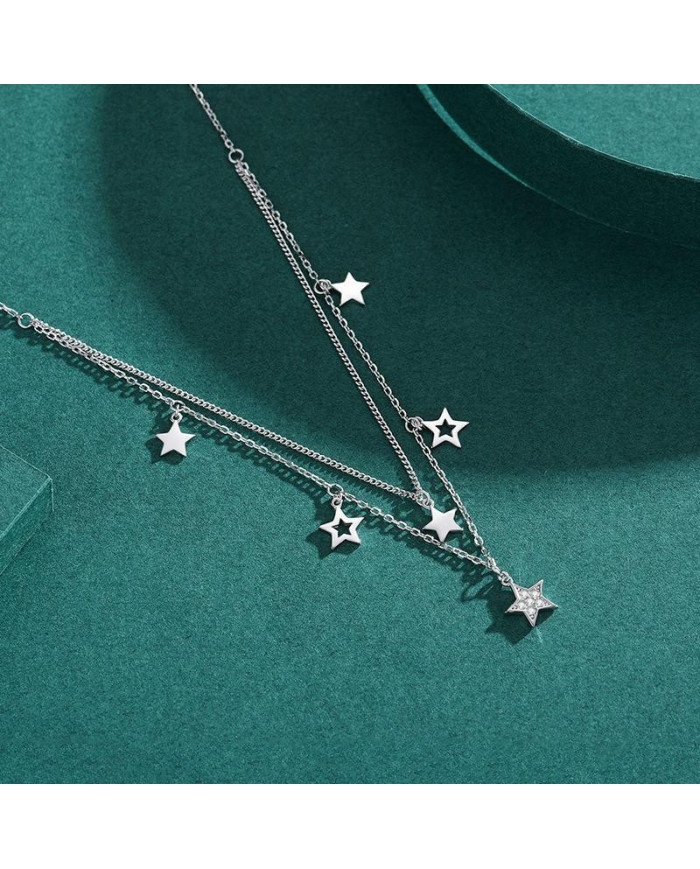 Collier Étoiles en Argent Rhodié ou Plaqué Or – Bijou Céleste Élégant