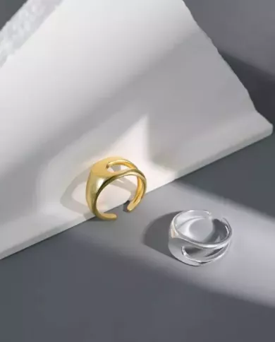 Bague Douce Vague Ajustable Argent Sterling 925 Plaqué Or 18K