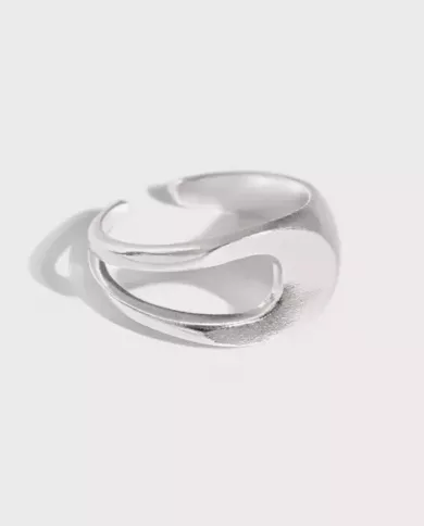 Bague Douce Vague Ajustable Argent Sterling 925 Plaqué Or 18K