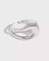 Bague Douce Vague Ajustable Argent Sterling 925 Plaqué Or 18K