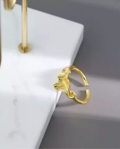 Bague Élégance Ondulée en Argent 925 Ajustable - Doré & Argenté