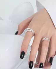 Bague Chaîne Élégance Ajustable en Argent 925 - Argenté & Doré
