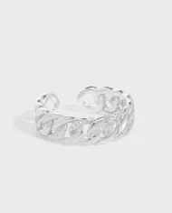Bague Chaîne Élégance Ajustable en Argent 925 - Argenté & Doré