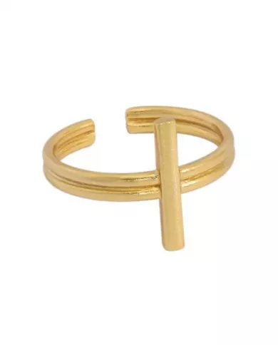 Bague Croix Élégante en Argent 925 Ajustable - Argenté & Doré