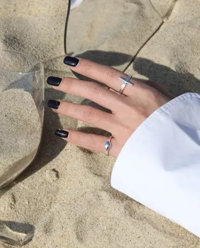 Bague Croix Élégante en Argent 925 Ajustable - Argenté & Doré