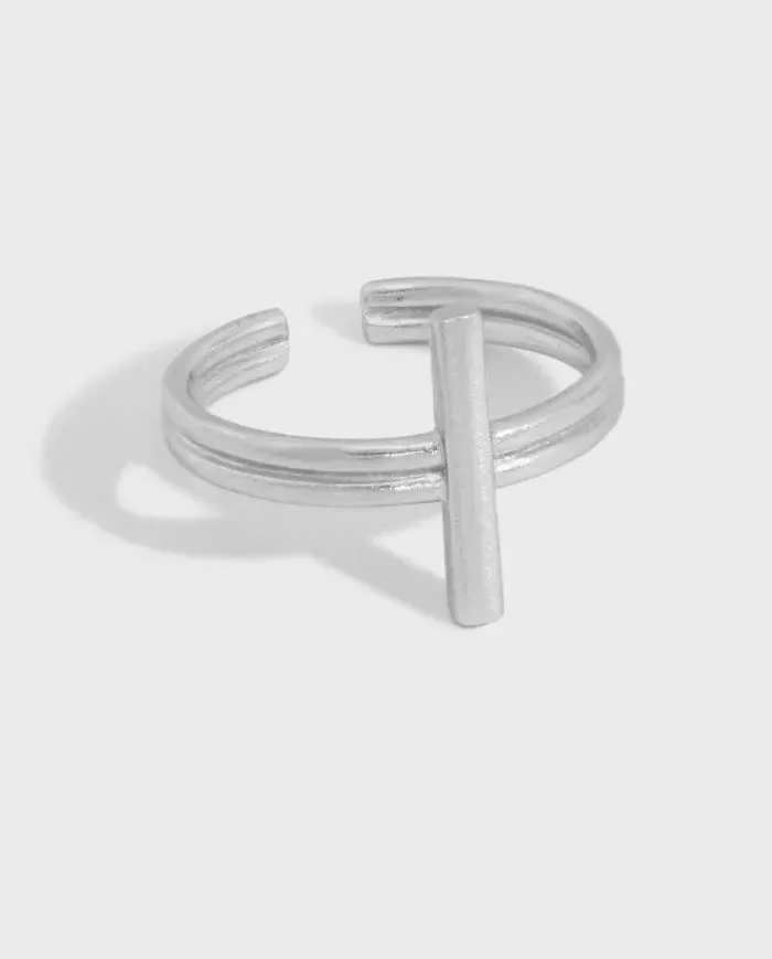 Bague Croix Élégante en Argent 925 Ajustable - Argenté & Doré