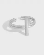 Bague Croix Élégante en Argent 925 Ajustable - Argenté & Doré