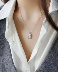 Collier Athéna en Argent Sterling 925 avec Zircon Carré