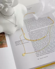 Collier Double Rang en Argent Sterling 925 Plaqué Or 18K ciel argenté