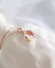 Collier floral rose gold ciel argenté