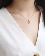 Collier floral rose gold ciel argenté