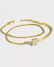 Bracelet Double Rang Élégance Festive Plaqué Or 18K ciel argenté
