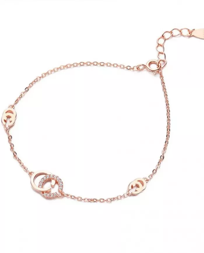 Bracelet Lune de Rose en Argent 925 Plaqué Or Rose