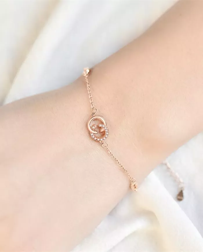 Bracelet Lune de Rose en Argent 925 Plaqué Or Rose