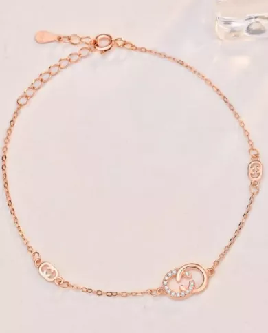 Bracelet Lune de Rose en Argent 925 Plaqué Or Rose