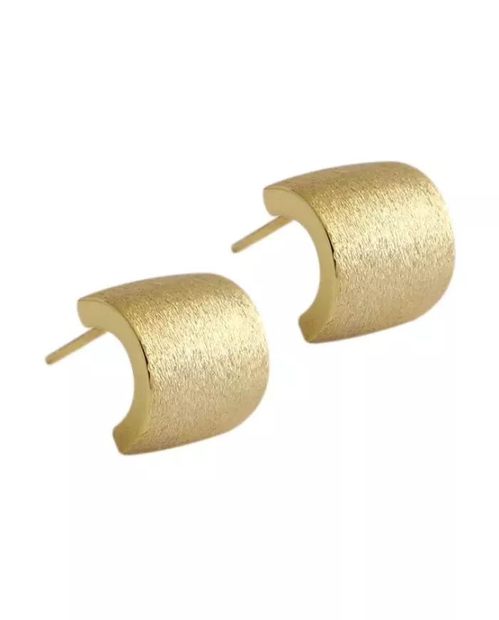 Clous d’Oreilles Semi-Circulaires en Argent 925 Plaqué Or 18K - Design Géométrique