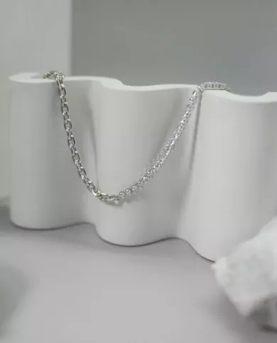 Collier Chaîne Empilable en Argent 925 Plaqué Or avec Zircon Cubique