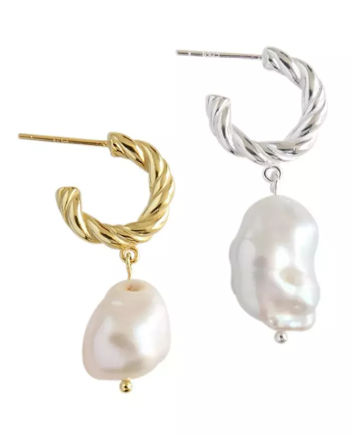Boucles d'oreilles perle de culture ciel argenté