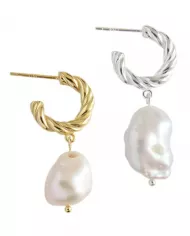 Boucles d'oreilles perle de culture ciel argenté