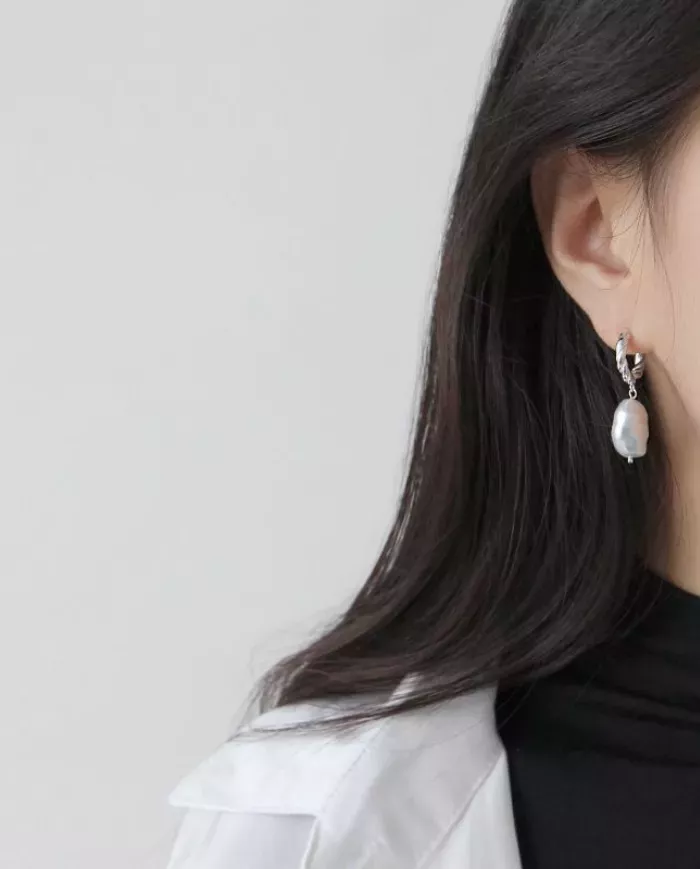 Boucles d'oreilles perle de culture ciel argenté