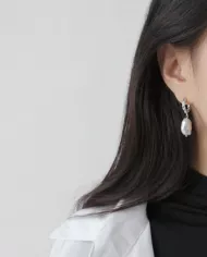 Boucles d'oreilles perle de culture ciel argenté