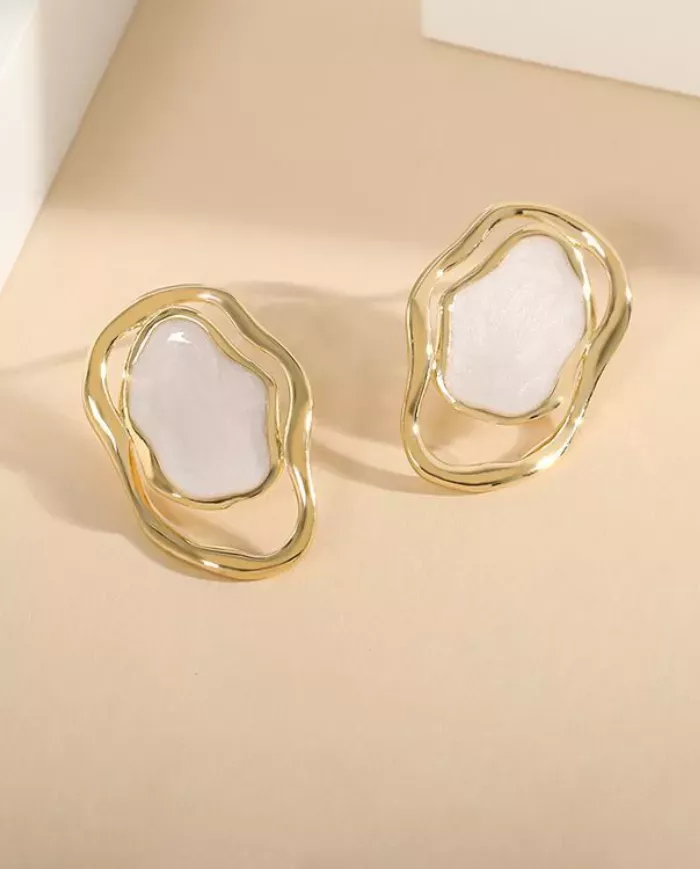 Boucles d’oreilles irrégulières en argent 925 plaqué or 18K - Style moderne et raffiné