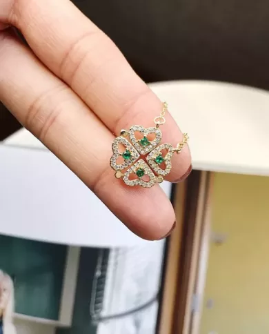 Collier Trèfle à Cœur en Argent Sterling 925 Plaqué Or 18K