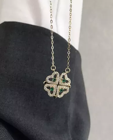 Collier Trèfle à Cœur en Argent Sterling 925 Plaqué Or 18K