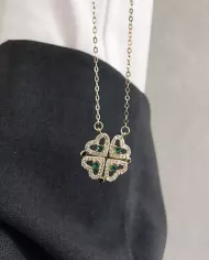 Collier Trèfle à Cœur en Argent Sterling 925 Plaqué Or 18K