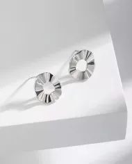 Boucles d’Oreilles Rondes Creuses Ondulées en Argent 925 Plaqué