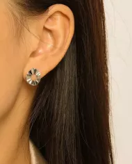Boucles d’Oreilles Rondes Creuses Ondulées en Argent 925 Plaqué