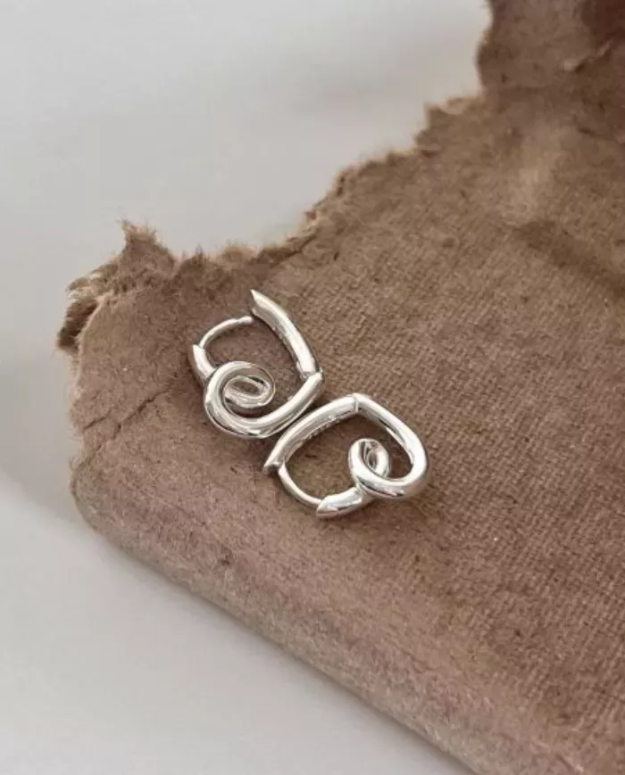 Créoles Cœur Irregulieres en Argent Sterling 925 Plaqué Or