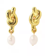 Boucles d’oreilles “Nœud d'Éclat” en Perles Naturelles et Argent Sterling 999 Plaqué Or